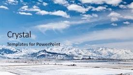  Presentation with panoramic - Amazing theme having panoramic landscape of snowy mountains backdrop and a light blue colored foreground