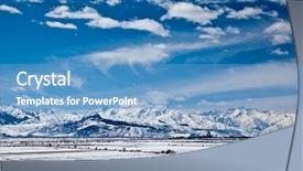  Presentation with panoramic - PPT theme featuring panoramic landscape of snowy mountains background and a  colored foreground