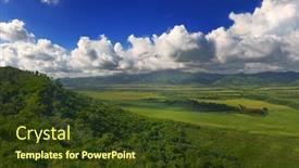  Presentation with panoramic - Beautiful presentation theme featuring panoramic landscape view of sierra del escambray in cuba backdrop and a tawny brown colored foreground