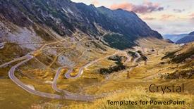  Presentation with transylvania - Slide deck having panoramic-mountain-road-transfagarasan-highway background and a gold colored foreground