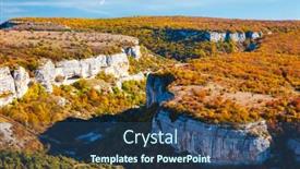  Presentation with earth day - PPT theme with panoramic-mountain-view background and a ocean colored foreground