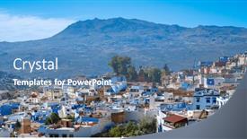  Presentation with morocco - Presentation having panoramic-of-blue-city background and a teal colored foreground