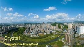  Presentation with taipei - Slides featuring panoramic-of-taipei-city-skyline background and a tawny brown colored foreground
