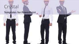  Presentation with photo collage - PPT theme featuring panoramic-photo-collage-of-architect background and a light blue colored foreground