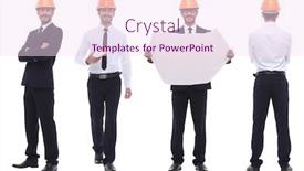  Presentation with photo collage - Colorful presentation theme enhanced with panoramic-photo-collage-of-architect backdrop and a pink colored foreground