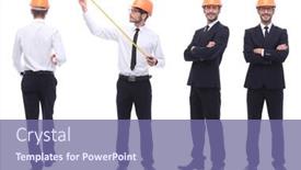  Presentation with photo collage - PPT theme consisting of panoramic-photo-collage-of-architect background and a violet colored foreground