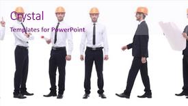  Presentation with photo collage - Beautiful presentation design featuring panoramic photo collage of confident backdrop and a sky blue colored foreground