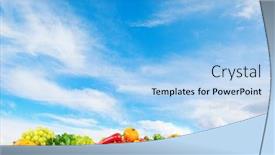  Presentation with panoramic - Slides having panoramic-photo-fruits-and-vegetables background and a light blue colored foreground