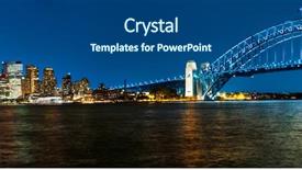  Presentation with sydney harbour bridge - Cool new slide set with panoramic photo of sydney skyline backdrop and a ocean colored foreground