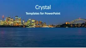  Presentation with sydney harbour bridge - Audience pleasing presentation consisting of panoramic photo of sydney skyline backdrop and a ocean colored foreground