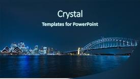 Presentation with sydney harbour bridge - Slides with panoramic photo of sydney skyline background and a navy blue colored foreground