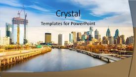  Presentation with philadelphia - Theme having panoramic picture of philadelphia skyline background and a light blue colored foreground