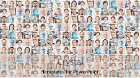  Presentation with intensive care - Slide deck featuring panoramic-portrait-collage-of-doctor background and a soft green colored foreground