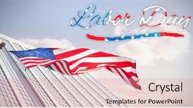  Presentation with labor - Amazing PPT layouts having panoramic shot of labor day text against american flag and skyscraper backdrop and a coral colored foreground