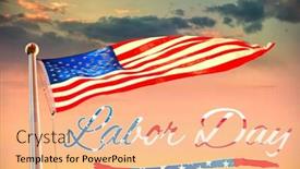  Presentation with labor - Presentation theme consisting of panoramic shot of labor day text against cloudy sky landscape background and a coral colored foreground