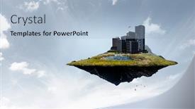  Presentation with panoramic - Beautiful slide set featuring panoramic-skyline-and-modern-cityscape backdrop and a light blue colored foreground