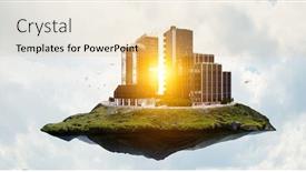  Presentation with panoramic - Theme having panoramic-skyline-and-modern-cityscape background and a lemonade colored foreground