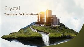  Presentation with panoramic - Presentation design having panoramic-skyline-and-modern-cityscape background and a cream colored foreground