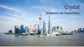  Presentation with shanghai - Presentation theme enhanced with panoramic skyline of shanghai background and a light blue colored foreground