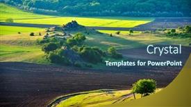  Presentation with romania - Amazing slide deck having panoramic summer landscape from dobrogea romania backdrop and a ocean colored foreground