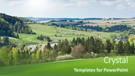  Presentation with farmland - Presentation theme with panoramic trees - farmland landscape in the springtime background and a tawny brown colored foreground