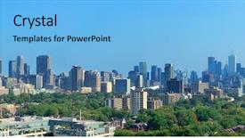  Presentation with toronto - Slides enhanced with panoramic trees - toronto skyline panorama with urban background and a light blue colored foreground