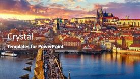  Presentation with czech republic - Slide deck with above at charles bridge prague background and a tawny brown colored foreground