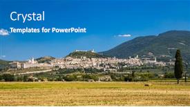  Presentation with region - Slide deck enhanced with panoramic-view-assisi-medieval-town background and a  colored foreground