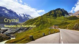  Presentation with sky blue - Audience pleasing theme consisting of panoramic-view-at-pasterze-glacier backdrop and a tawny brown colored foreground