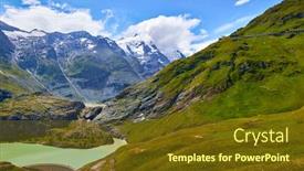  Presentation with sky blue - Presentation consisting of panoramic-view-at-pasterze-glacier background and a tawny brown colored foreground