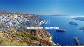  Presentation with navigation boats - Presentation having panoramic view with cruise boats background and a teal colored foreground