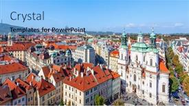 Presentation with czechia - Slide set featuring panoramic-view-from-above background and a light blue colored foreground