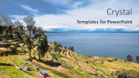  Presentation with america - Beautiful theme featuring panoramic-view-from-village backdrop and a light blue colored foreground