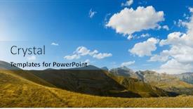  Presentation with mountain view - Slide set having panoramic-view-of-a-summer and a light blue colored foreground