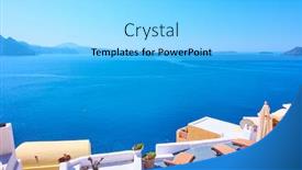  Presentation with santorini - PPT layouts featuring panoramic-view-of-aegean-sea background and a light blue colored foreground