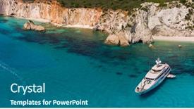  Presentation with yacht - Slides enhanced with panoramic view of anchoring yacht background and a ocean colored foreground