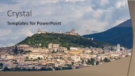  Presentation with panoramic - Slides having panoramic-view-of-assisi-old background and a light gray colored foreground