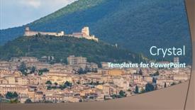  Presentation with panoramic - Colorful PPT layouts enhanced with panoramic-view-of-assisi-old backdrop and a ocean colored foreground