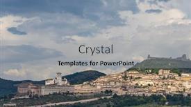  Presentation with panoramic - PPT layouts with panoramic-view-of-assisi-old background and a light gray colored foreground
