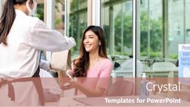  Presentation with new order - Slide set consisting of panoramic-view-of-attractive-woman background and a coral colored foreground