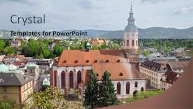 Presentation with europe - Audience pleasing presentation theme consisting of panoramic-view-of-baden-baden backdrop and a light blue colored foreground