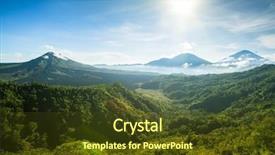 Presentation with mountain view - PPT theme consisting of panoramic view of batur volcano background and a tawny brown colored foreground