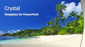  Presentation with panoramic - PPT theme consisting of panoramic-view-of-beautiful-beach background and a cobalt blue colored foreground