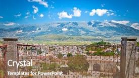  Presentation with albania - Beautiful theme featuring region view from balcony albania backdrop and a coral colored foreground