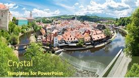  Presentation with panoramic - PPT theme featuring panoramic-view-of-bend background and a tawny brown colored foreground