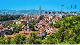  Presentation with switzerland - Slide deck having panoramic-view-of-bern-city background and a teal colored foreground