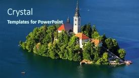  Presentation with panoramic - Audience pleasing slide deck consisting of panoramic view of bled lake slovenia europe backdrop and a ocean colored foreground