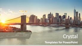  Presentation with brooklyn bridge - PPT theme with panoramic view of brooklyn bridge background and a gray colored foreground