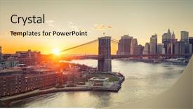  Presentation with brooklyn bridge - Cool new presentation theme with panoramic view of brooklyn bridge backdrop and a lemonade colored foreground