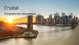  Presentation with brooklyn bridge - Cool new slides with panoramic view of brooklyn bridge backdrop and a light blue colored foreground